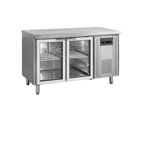 Table Réfrigérée Positive en Inox - 2 Portes Vitrées - GN 1/1 Table Réfrigérée Positive en Inox - 2 Portes Vitrées - GN 1/1