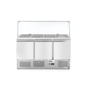 Comptoir 3 Portes avec Vitrine Réfrigérée en Verre - 380 L