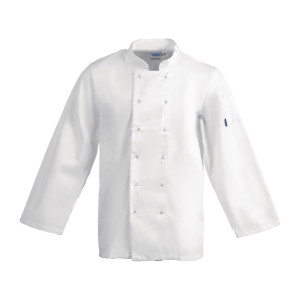 Veste de Cuisine Mixte Blanche à Manches Longues Vegas - Taille XXL