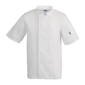 Veste de Cuisine Mixte Blanche à Manches Courtes Vegas - Taille S