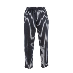 Pantalon de Cuisine Mixte Baggy Rayé Noir et Blanc - Taille L