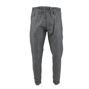 Pantalon de Cuisine Jogger à Fines Rayures Noires et Blanches - Taille L