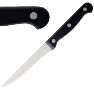Couteau à Viande à Manche Noir - Lame Dentée 215 mm - Lot de 12