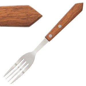 Fourchette à Viande à Manche en Bois - 200 mm - Lot de 12