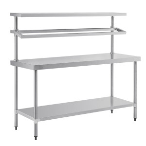 Grande Table de Préparation en Inox avec Support pour Bacs GN et Etagère - 1800 x 600 mm