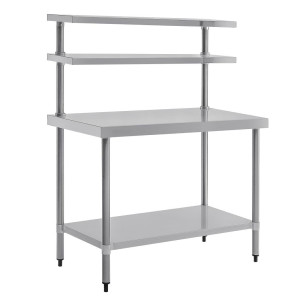 Table Inox avec Etagère et 2 Étagères Supérieures - 1200 x 600 mm
