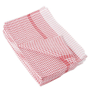 Torchon Rouge en Polycoton - Lot de 10