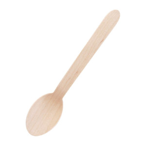 Cuillère à Dessert en Bois Biodégradable 166 mm - Lot de 100