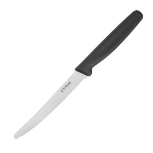 Couteau à Tomates Noir - Lame Dentée 10 cm