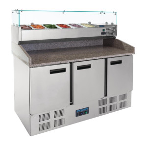 Comptoir de Préparation Pizza Réfrigéré 3 Portes - 368 L