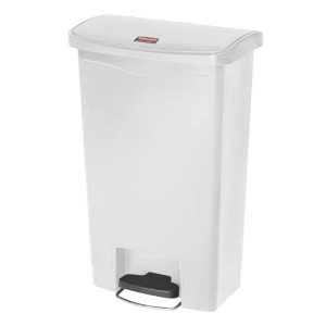 Poubelle à Pédale Frontale Large Slim Jim Stepon Blanche - 50 L