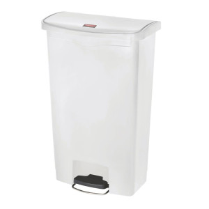 Poubelle à Pédale Frontale Large Slim Jim Stepon Blanche - 68 L