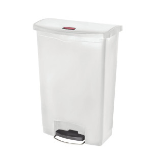 Poubelle à Pédale Frontale Large Slim Jim Stepon Blanche - 90 L