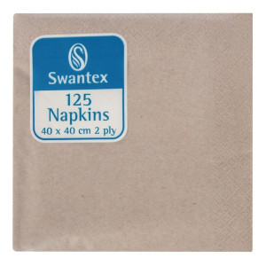 Serviettes Déjeuner Kraft Compostables 2 Plis 400 x 400 mm - Lot de 2000