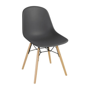 Chaise Moulée en PP avec Structure Métallique Arlo Grise - Lot de 2