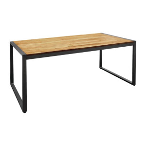 Table Industrielle Rectangulaire Acier Et Acacia 180 Cm