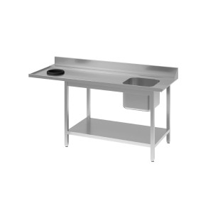Table D'Entrée Lave-Vaisselle en Inox avec Bac À Droite Tvo Dosseret Et Tablette Inférieure - L 1000 x P 700mm