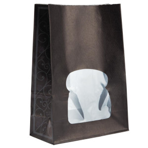 Sacs Sandwich en Papier Recyclable Noir avec Fenêtre - Lot de 250