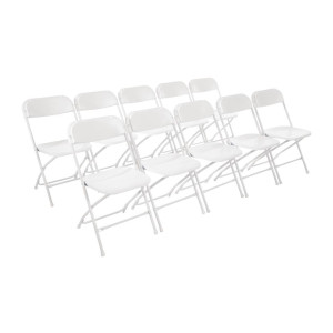 Chaises Pliantes Blanches - Lot de 10