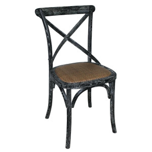 Chaises En Bois Patiné Avec Dossier Croisé - Noires