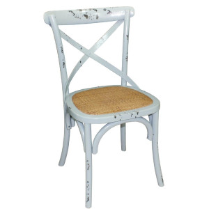 Chaises En Bois Patiné Avec Dossier Croisé - Bleues
