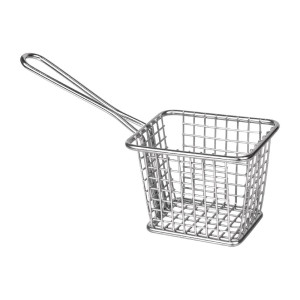 Petit Panier Carré De Présentation Avec Manche Long En Inox