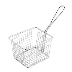 Grand Panier Carré De Présentation Avec Manche Long En Inox