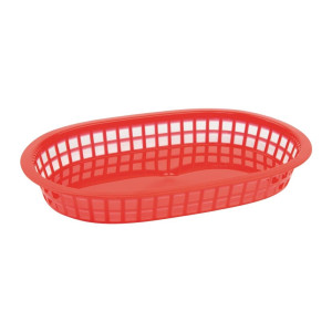 Panière Alimentaire Ovale En Polypropylène Rouge - Lot de 6