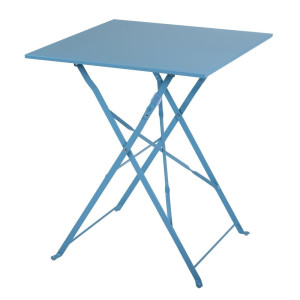 Table De Terrasse Carrée En Acier - Bleu Turquoise - 600Mm