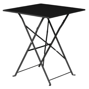 Table De Terrasse Carrée En Acier Noire - 600 mm