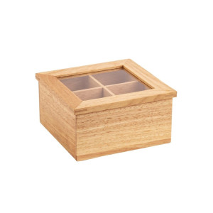 Mini Boîte À Thé En Hévéa