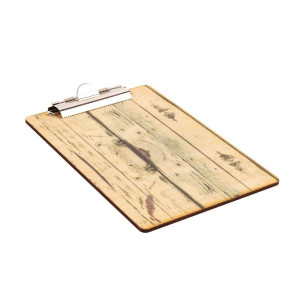 Plaque Porte-Menu Effet Bois Clair A4
