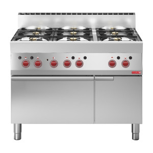 Fourneau 6 Feux Sur Four Électrique À Convection Avec Placard Ouvert 650