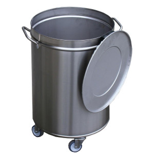 Poubelle en Inox Avec Roues et Couvercle - 100 L