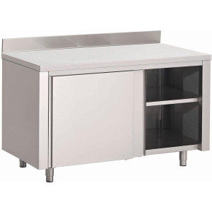 Meuble en Inox Avec Portes Coulissantes Et Dosseret - L 2000 x P 700 mm