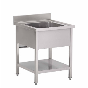 Plonge en Inox Avec Étagère Basse 1 Bac - L 700 x P 700 mm