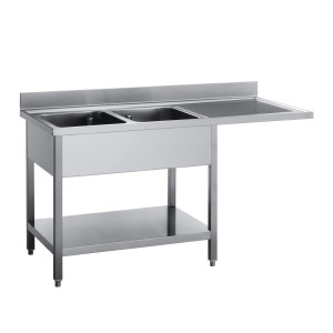 Plonge en Inox Avec Passage Lave-Vaisselle - L 1600 x P 700 mm