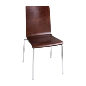 Chaise Dossier Carré Marron Foncé - Lot De 4