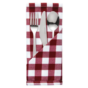 Serviettes À Carreaux Rouges En Polyester - Lot De 10