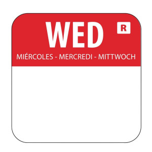Etiquettes Alimentaires Rouge  "Mercredi" -  Lot De 1000