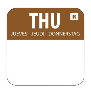 Etiquettes Alimentaires Marron "Jeudi" -  Lot De 1000