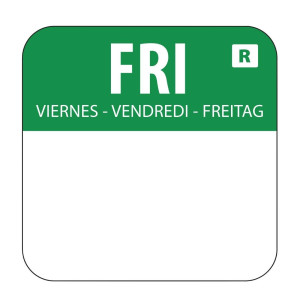 Etiquettes Alimentaires Vert "Vendredi" - Lot de 1000