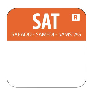 Etiquettes Alimentaires Orange  "Samedi" - Lot de 1000