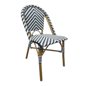 Chaise Style Parisien en Rotin Noir - Lot de 2