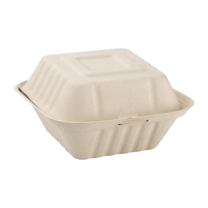Boîtes Hamburger Compostables Bagasse Naturel 152 mm - Lot de 500