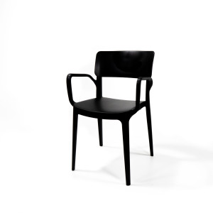 Chaise Empilable Wing avec Accoudoirs - Noire