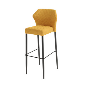 Tabouret de Bar Louis - Jaune en Velours