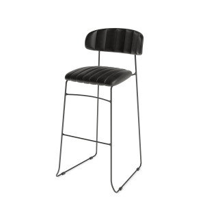 Tabouret de Bar Mundo - Noire en Cuir Synthétique