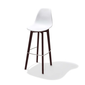 Tabouret de Bar Keeve - Blanc avec Pieds Foncés