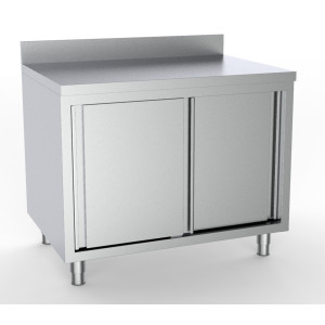 Meuble Inox Bas à 2 Portes avec Dosseret - L 1600 x P 700 mm